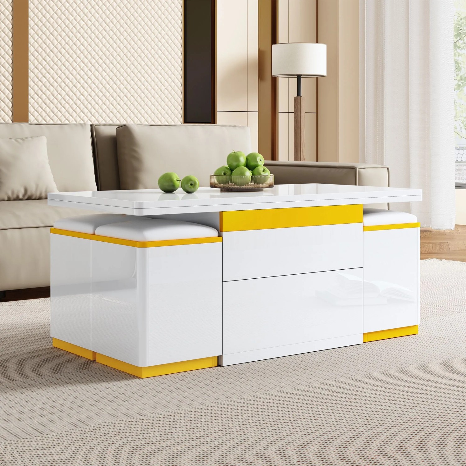 okwish Couchtisch Modern/HöhenVerstellbar/Klappbar Esstisch Wohnzimmermöbel 100 x 50 cm Weiß kaufen bei OBI