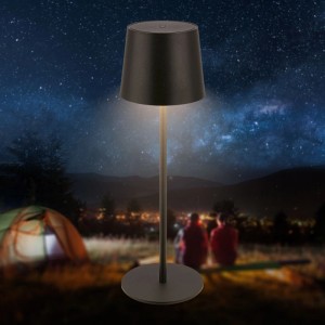 Brilo Akku-LED-Tischleuchte Bota Schwarz Ø 11 cm