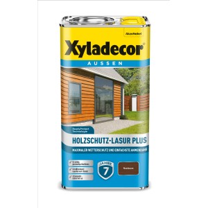 Dose Xyladecor Holzschutz-Lasur Plus Nussbaum 4l für langanhaltenden Wetterschutz.