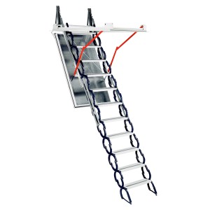 Minka Bodentreppe Type 13 X-Large, weiß-anthrazit, ausgefahren. Innentreppe für den Dachboden.