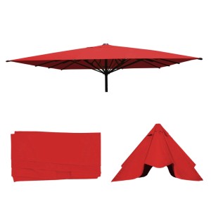 Roter MCW Ersatzbezug für Sonnenschirm, 5x5m, verschiedene Ansichten.