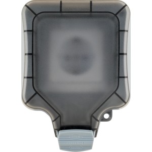 Schwaiger Aufputz-Außensteckdose IP66, 1-fach, hellgrau, mit Klappdeckel und Verschluss.