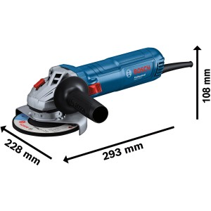 Bosch Professional GWS 12-125 Winkelschleifer im Handwerkerkoffer mit Zusatzhandgriff.