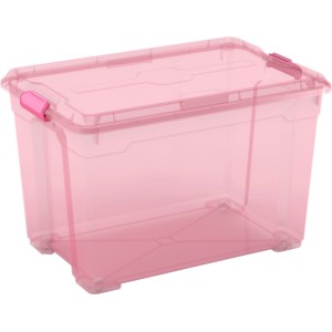 Fuchsia Clipbox Moover XL Aufbewahrungsbox mit Rollen und Deckel.