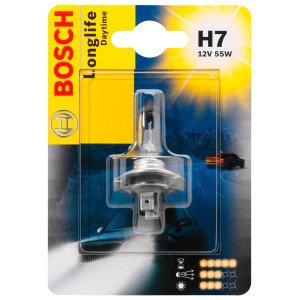 Bosch GLL Longlife H7, 12V 55W, für Autoelektrik. KFZ-Glühlampe in Verpackung.