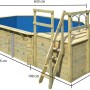 Karibu Holzpool Set mit Sonnenterrasse und Eckterrasse, inklusive Leiter und blauer Innenfolie.