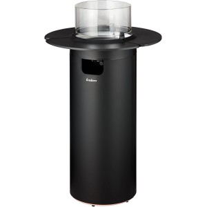 Schwarzes Enders Gas-Terrassenfeuer Nova mit Glaszylinder und Ablagefläche.