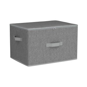 Graue Songmics Aufbewahrungsbox Rylan, 40x30x25 cm, 3er-Set, Textilbox mit Reißverschluss und Tragegriffen.