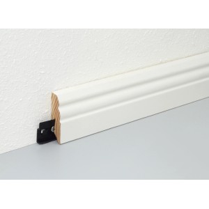 FN Neuhofer Sockelleiste L0132L, Kiefer, weiß lackiert mit Clip-System.