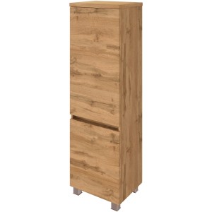 Held Möbel Midischrank Ferrara, 40 cm, Wotaneiche, Bad-Hängeschrank mit zwei Türen und silbernen Füßen.