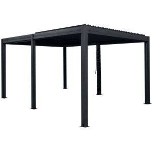 Floraworld Pergola mit Lamellen-Flach-Dach 4 m x 3 m Anthrazit