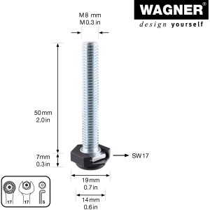 Detailaufnahme Wagner Verstellfuß Justus Slim, Maße: 5,7 cm, inkl. Gleiteinsätze, Möbelbein