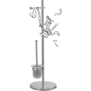 Freistehende baliv WC-Bürstengarnitur ST-6815 mit Papierhalter, verchromt.