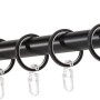 Schwarze Mydeco Gardinenstange mit Endstück Cap, Ø 2 cm, 100 cm lang, inklusive Ringe und Träger.