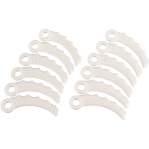 Makita Ersatzmesser, 12 Stück, aus Kunststoff für Rasentrimmer. Gezackte Klingen für präzisen Schnitt.