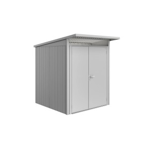 Biohort Metall-Gerätehaus AvantGarde Gr. A1, silber-metallic mit Doppeltür.
