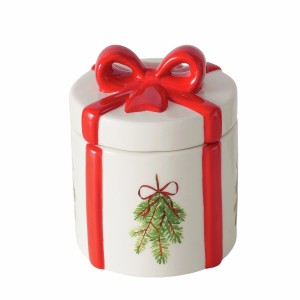 Boltze Dose Noelle Rund 13 cm x 10 cm x 13 cm Rot-Weiß