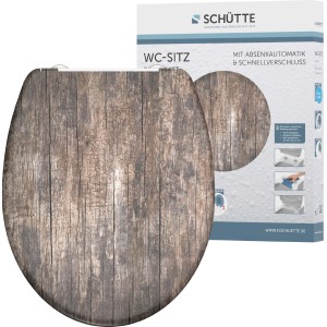 Schütte WC-Sitz Old Wood mit Absenkautomatik und Schnellverschluss, Holzoptik.