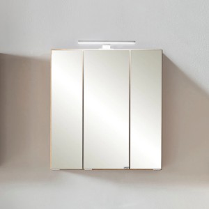 Held Möbel 3D-Spiegelschrank Ancona, 60 cm, Wotaneiche mit LED-Leuchte.