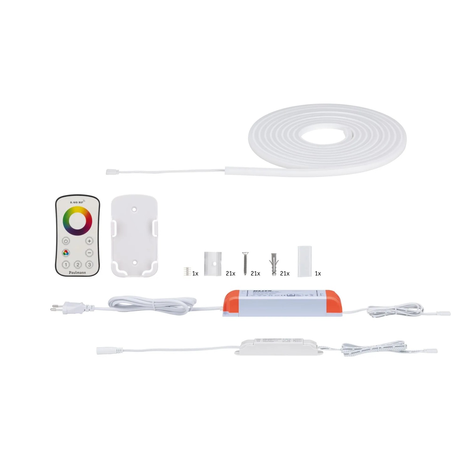 Paulmann MaxLED Flow RGB Basis-Set 5m mit Fernbedienung, Trafo und Zubehör.