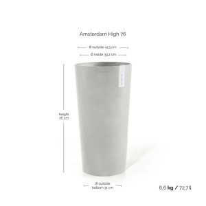 Ecopots Pflanztopf Amsterdam Hoch, weißgrau, 41x76cm. Pflanzsäule für Innen- & Außenbereich.