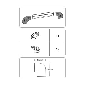 Gardinia Rundbogen GE1, 2er-Pack, weiß, 13,5x13,5cm, für 1-läufige Gardinenschiene.