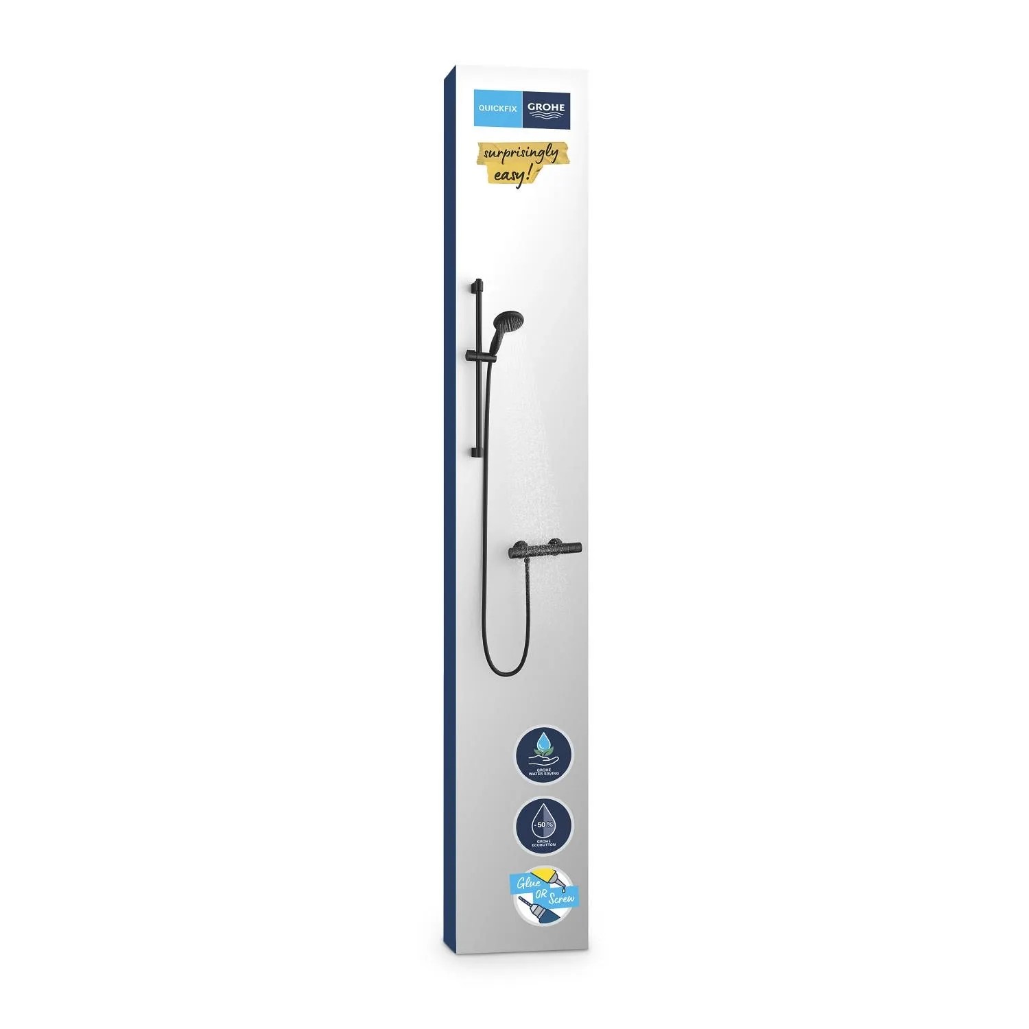 Grohe Precision Start Thermostat-Brausebatterie, 1/2, in Mattschwarz. Brauseset mit Thermostat.