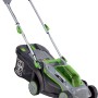 LUX-TOOLS 20 V Akku-Rasenmäher mit Akku und Ladegerät, ideal für kleine Gärten.