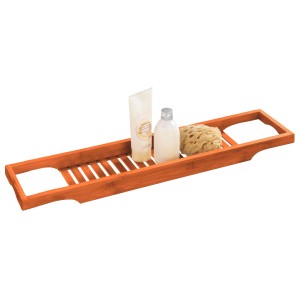 Wenko Badewannenbrücke Serro aus Bambus mit Badutensilien, 70 cm breit.