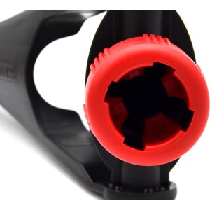 Krinner Bodendübel Vario Drill, schwarz, mit rotem Einsatz für Schirmständer.
