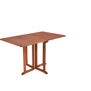 Rechteckiger Balkontisch Baltimore aus Holz mit beidseitig abklappbarer Tischplatte.