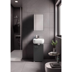 Badmobil Juna Spiegelschrank, 40x68 cm, Anthrazit, im modernen Badezimmer.