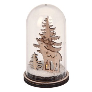 Deko Weihnachtsszene in Glasglocke mit LED 4fach sortiert