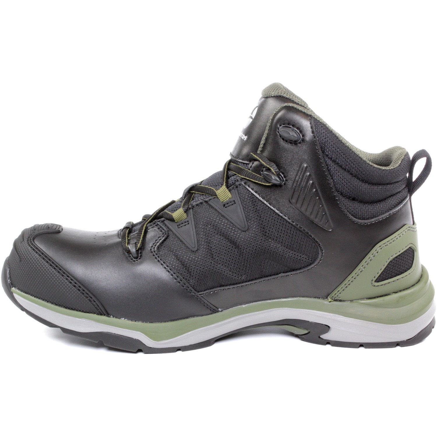 Albatros Sicherheitsstiefel Ultratrail CTX Mid S3 in Schwarz-Oliv, Größe 39, Seitenansicht.