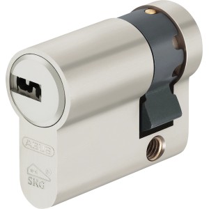 Abus Profilzylinder D10NP 10/30 Nickel, Nahaufnahme des Schließzylinders.