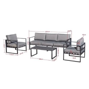 Jet-Line Gartenmöbel Lounge-Set Kreta II Anthrazit mit Aluminiumrahmen