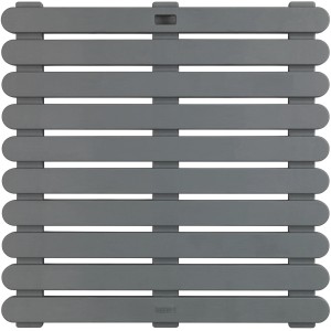 Graue Wenko Duschmatte Indoor & Outdoor, 55x55 cm, aus Kunststoff mit rutschhemmender Oberfläche.