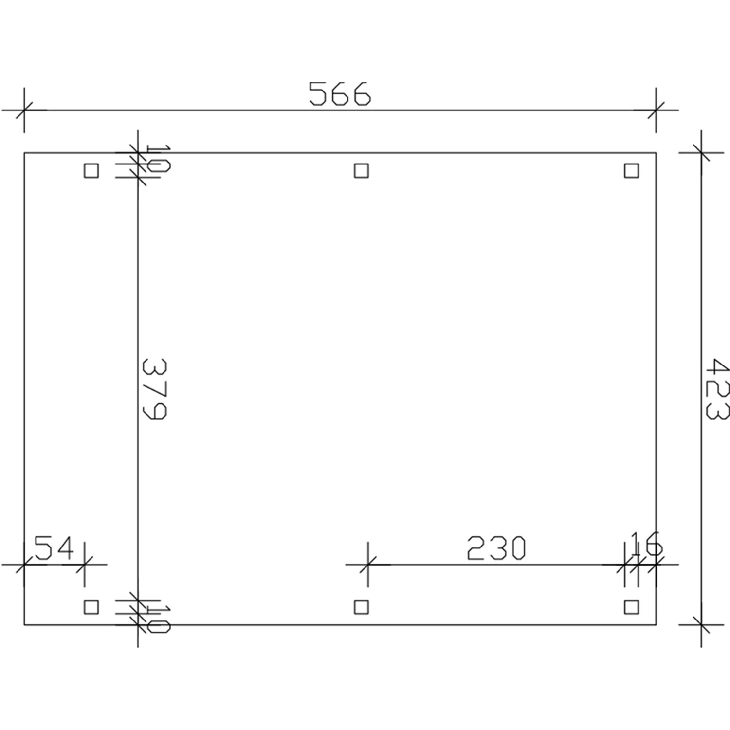 Technische Zeichnung des Skan Holz Carport Fichtelberg mit Maßangaben.