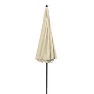 Geschlossener, naturfarbener Doppler Balkonschirm Sunline Ø 200 cm mit Knickfunktion.