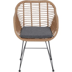 Siena Garden Balkonmöbel Set: 2 Sessel, 1 Tisch. Stahlgestell, Gardino-Geflecht, anthrazitfarbene Kissen.