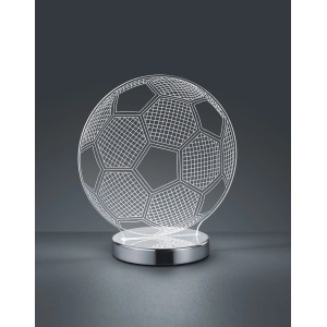 Reality LED Tischleuchte Ball, 22cm, Chrom. Dekorative Lampe im Fußball Design für Wohnambiente.