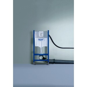 Grohe QuickFix Vorwandelement für WC, 1,13m Bauhöhe, mit blauem Rahmen und Spülkasten.