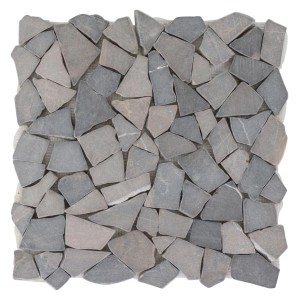 Bruchmosaikmatte Graphit, 28x28 cm, Naturstein-Mosaik für Innenräume.