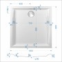 Technische Zeichnung: Sanicomfort Duschwanne 90x90 cm mit Maßangaben.