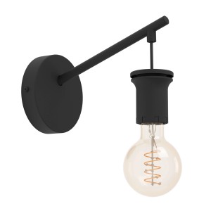 Schwarze Eglo Wandleuchte Capoliveri-E mit E27-Fassung, 14x12cm.