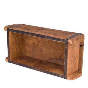 BigDean Ziegelform 32x14x9 cm Ein Kammer Vintage Holzkiste mit Metallbeschlägen Ordnungsbox Allzweckkiste Nachbau aus Altholz Jedes Stück