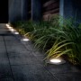 Philips Moss LED-Bodeneinbaustrahler aus Edelstahl im Gartenweg.