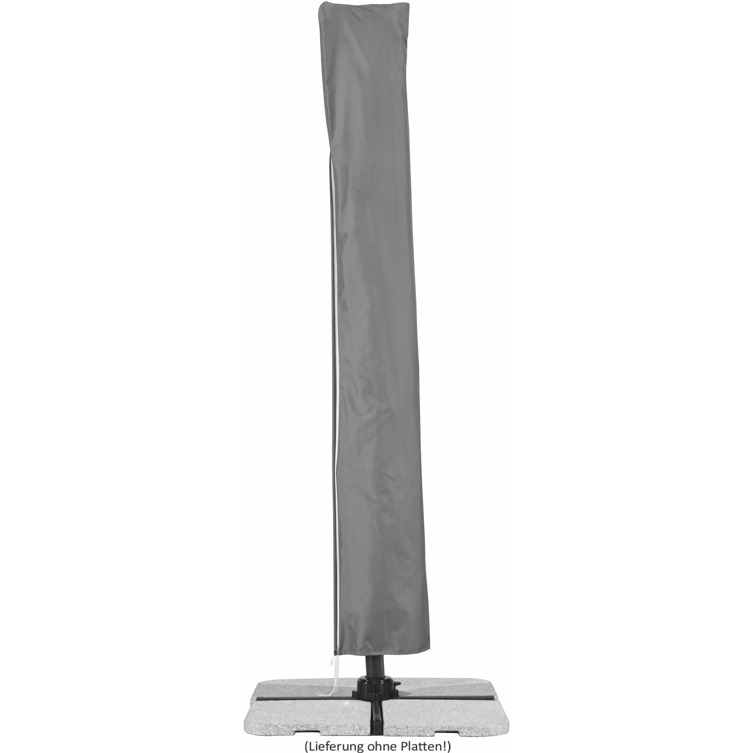 Schneider Ampelschirm 340x270 cm Rot mit Schutzhülle auf Schirmständer (ohne Platten).