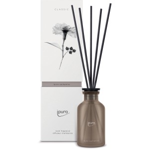 ipuro Raumduft Classic Cashmere, 75 ml, mit Duftstäbchen und Verpackung.