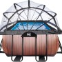 EXIT Wood Pool, 540x250x100cm, braun, mit Sandfilterpumpe und Abdeckung.